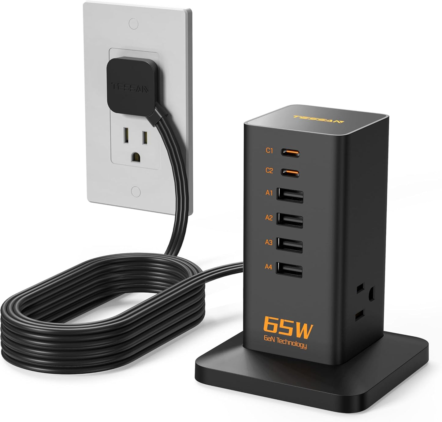 USB Charging Station for Multiple Devices with 10Ft Cord