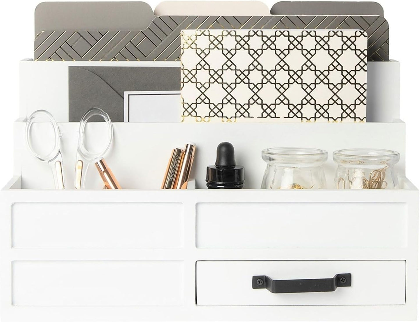 BLU MONACO White Desktop Organizer for Stylish Office Storage
