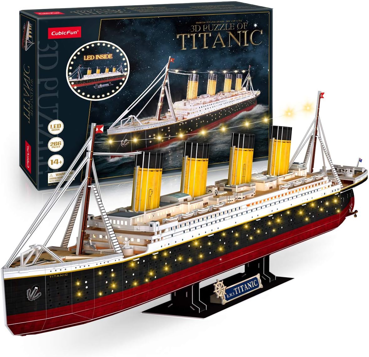 CubicFun 3D Titanic Puzzle - LED Ship Model for Home Decor