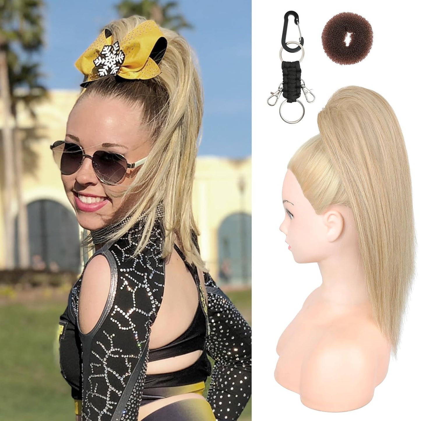 SEIKEA 16in Straight Cheer Ponytail Hair Piece for Competitions