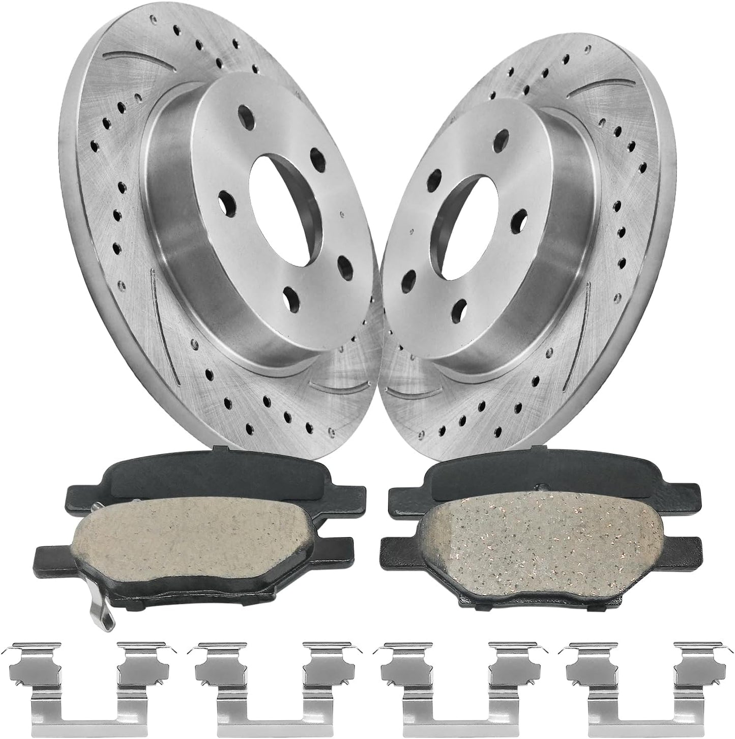 Anpulsero Rear Brake Kit with Drilled Slotted Rotors and Pads