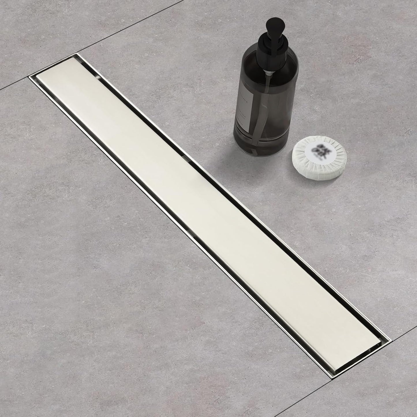 Linear Shower Drain 48 Inch Brushed Stainless Steel with Cover