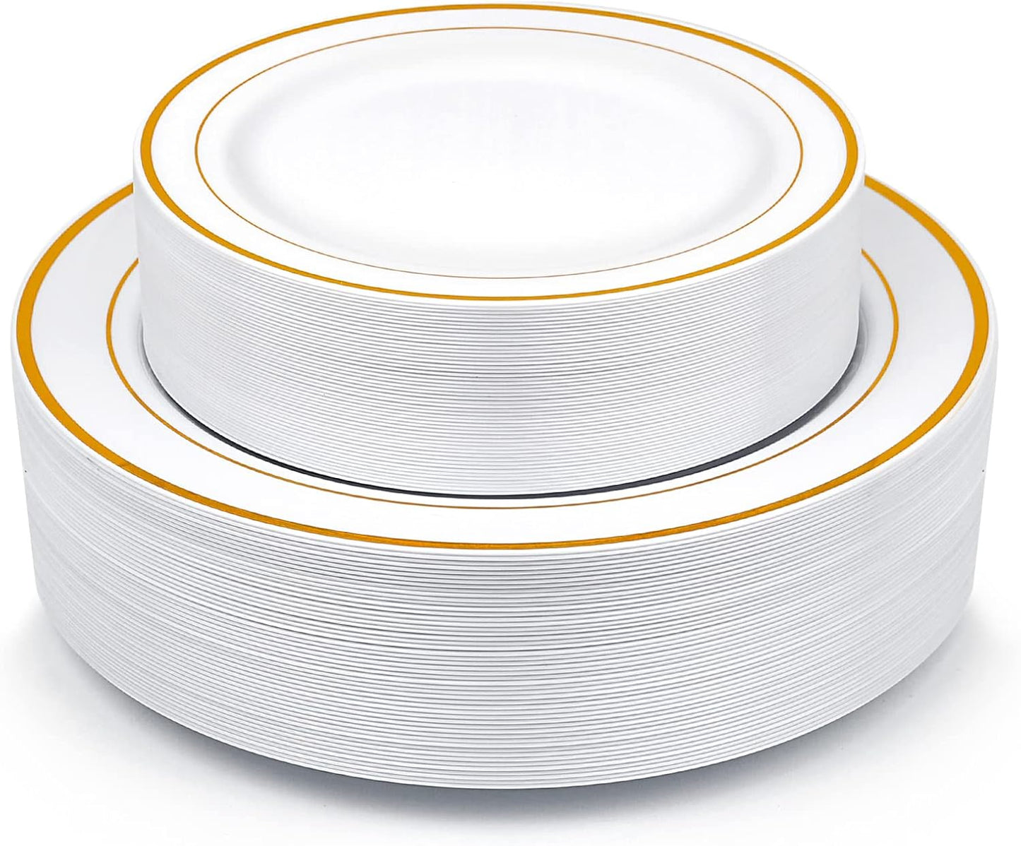 MCIRCO 100-Piece Gold Plastic Plates Set