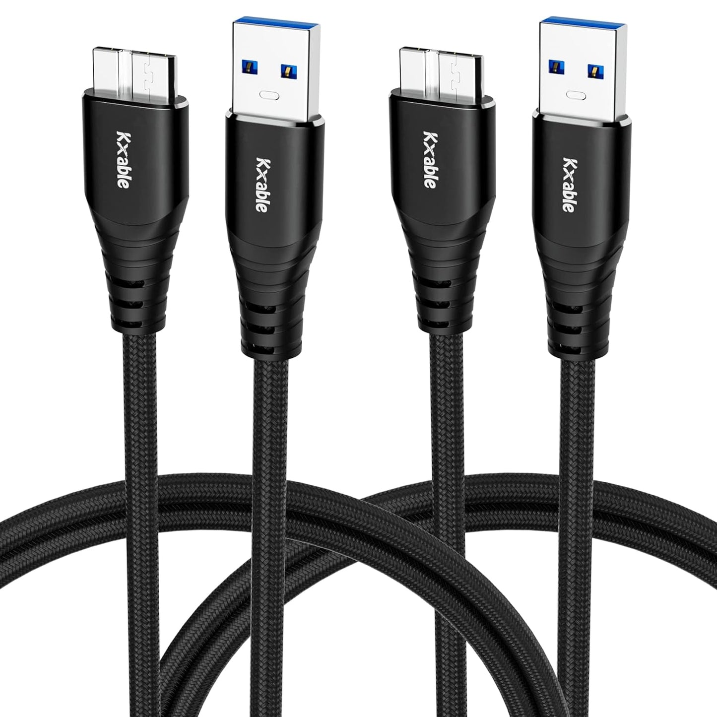 Fast Data Transfer - Kxable USB 3.0 Micro Cable 2-Pack