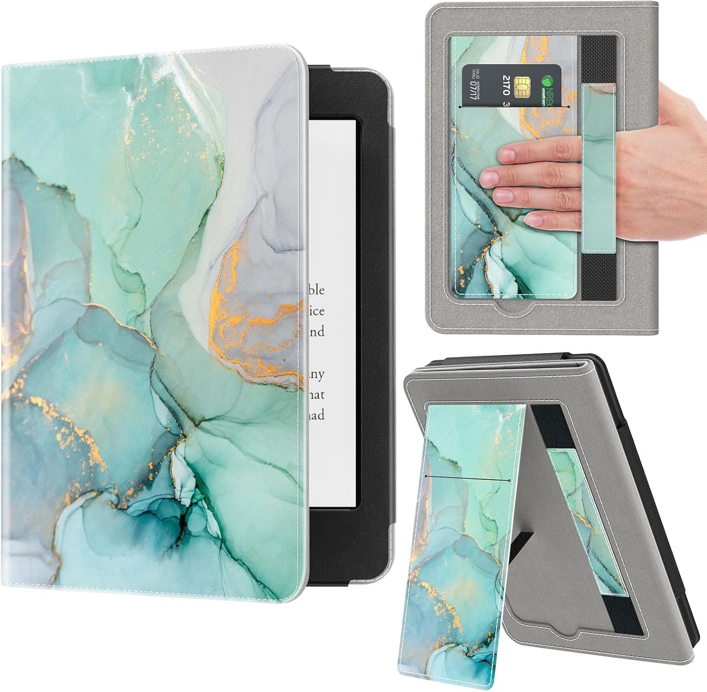 VORI Stand Case for 6in Kindle 11th Gen 2024/2022 - Emerald Marble