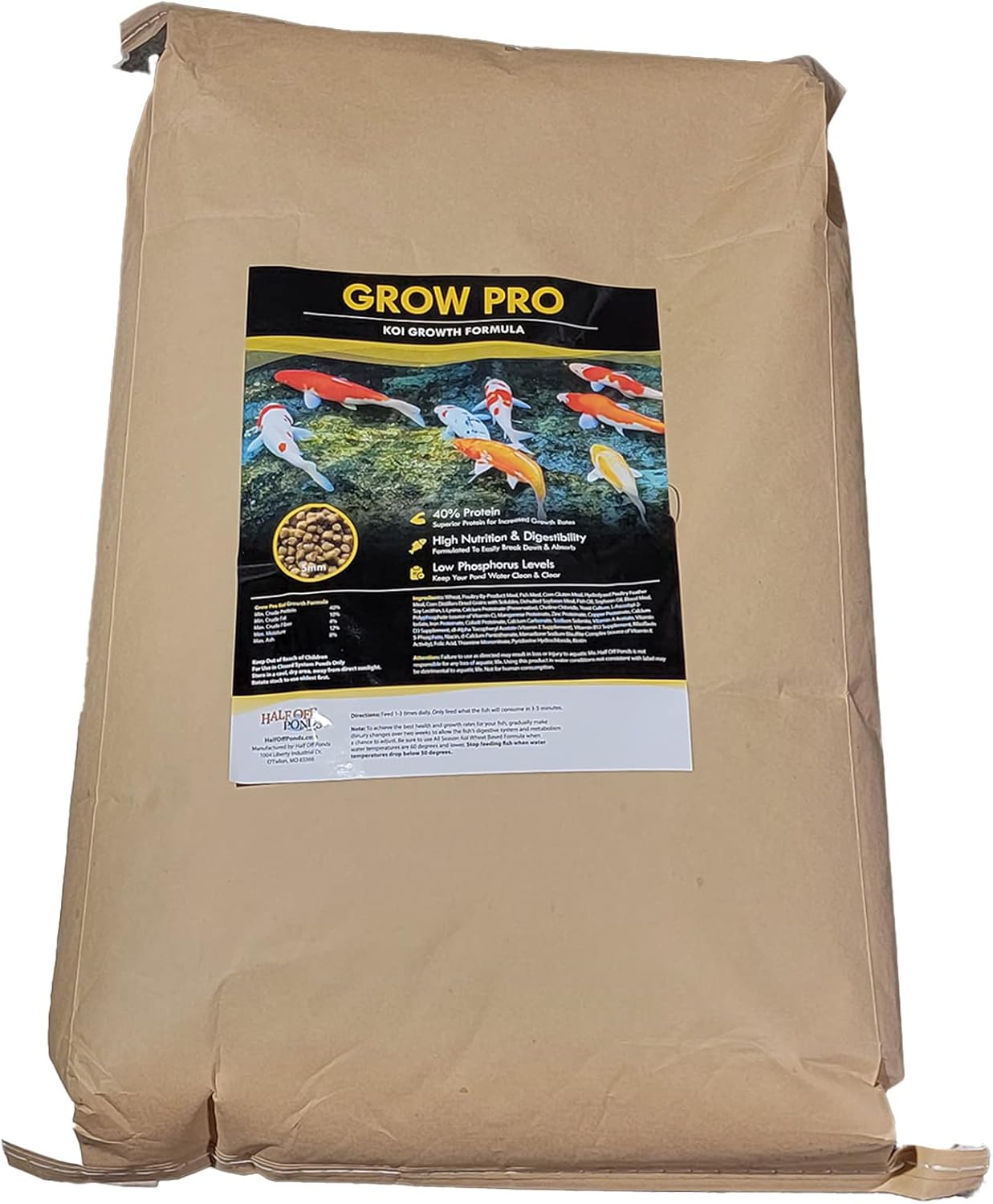Grow Pro Koi Fish Food with 40% Protein for Rapid Growth