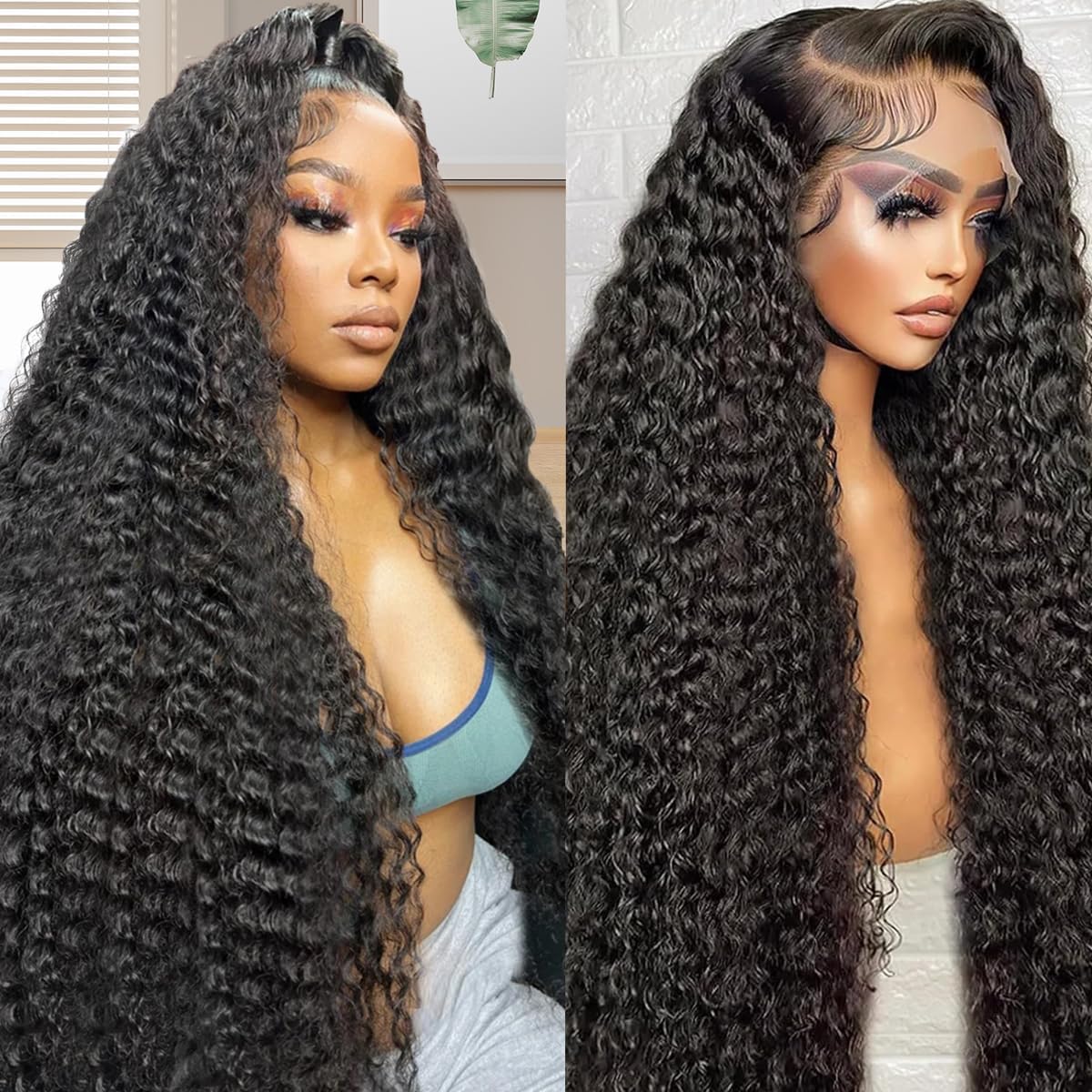 36 Inch Deep Wave Lace Front Wigs Human Hair for Women