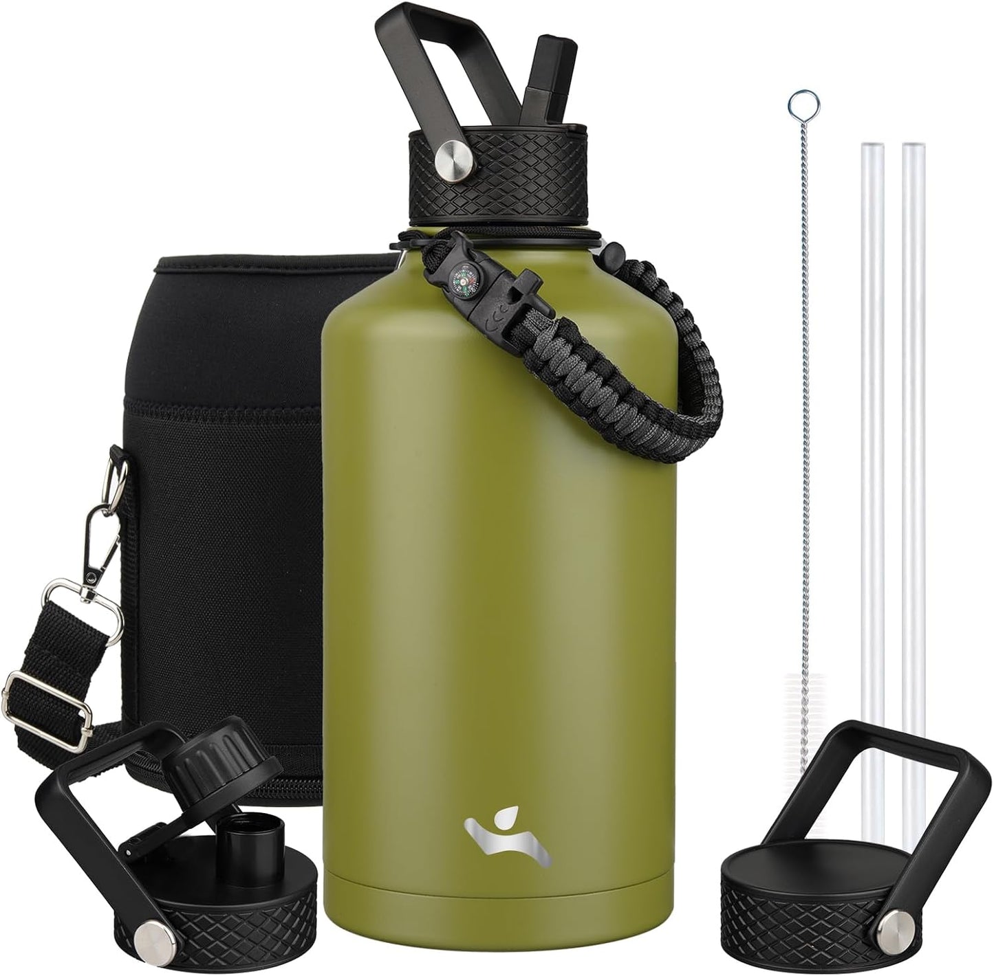 Insulated Water Bottle with Straw - 87 oz Double Wall Flask