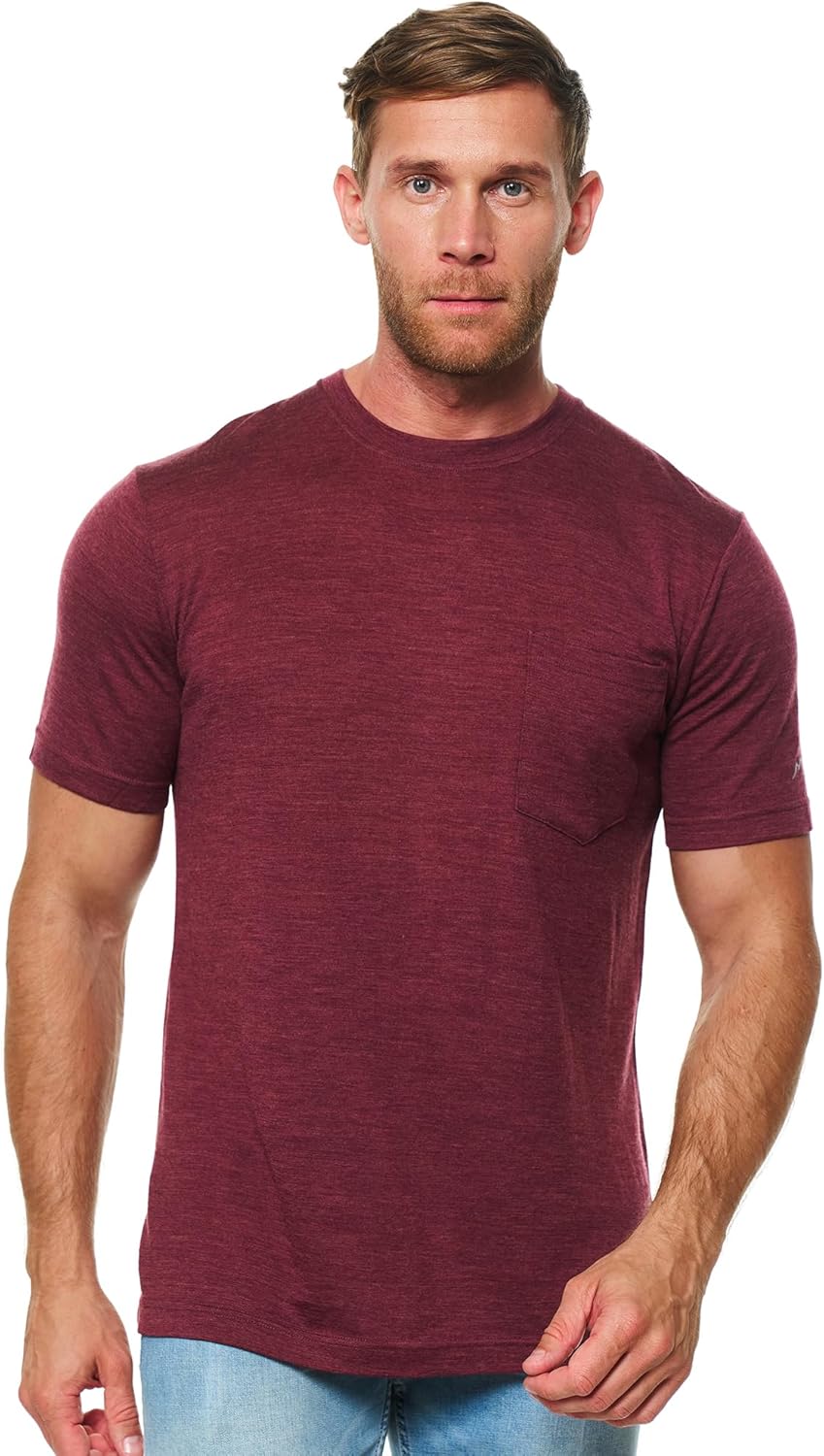 Merino Wool T-Shirt Mens - Lightweight Thermal Base Layer Tee
