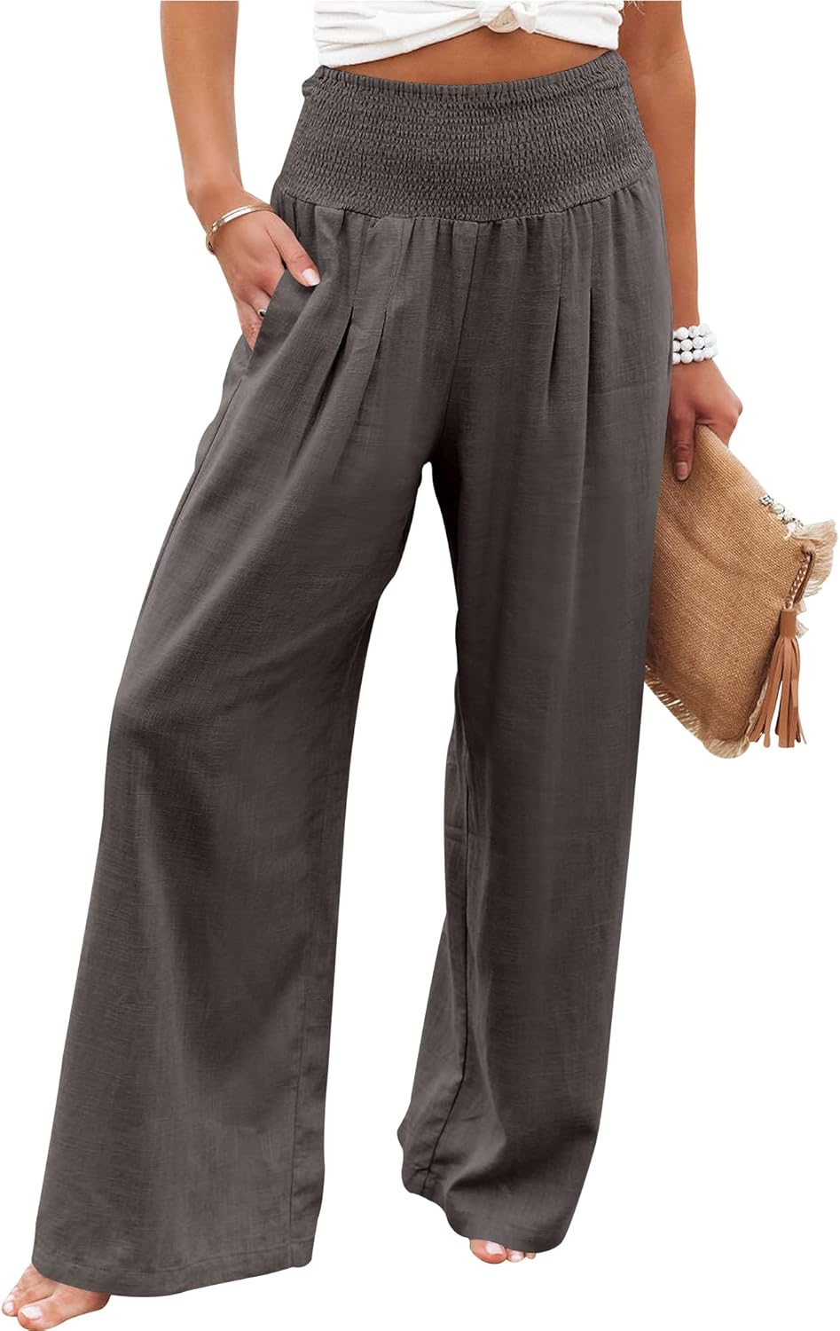 Women Linen Palazzo Pants for Summer Boho Style and Comfort
