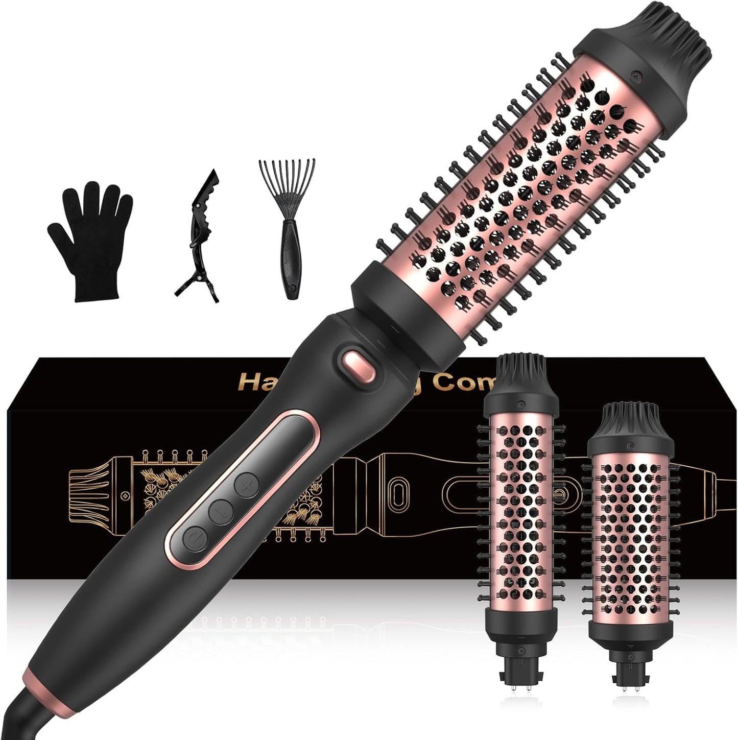 UMIGA 3-in-1 Hair Styler Set - 6 Temp Modes & Detachable Curling Iron