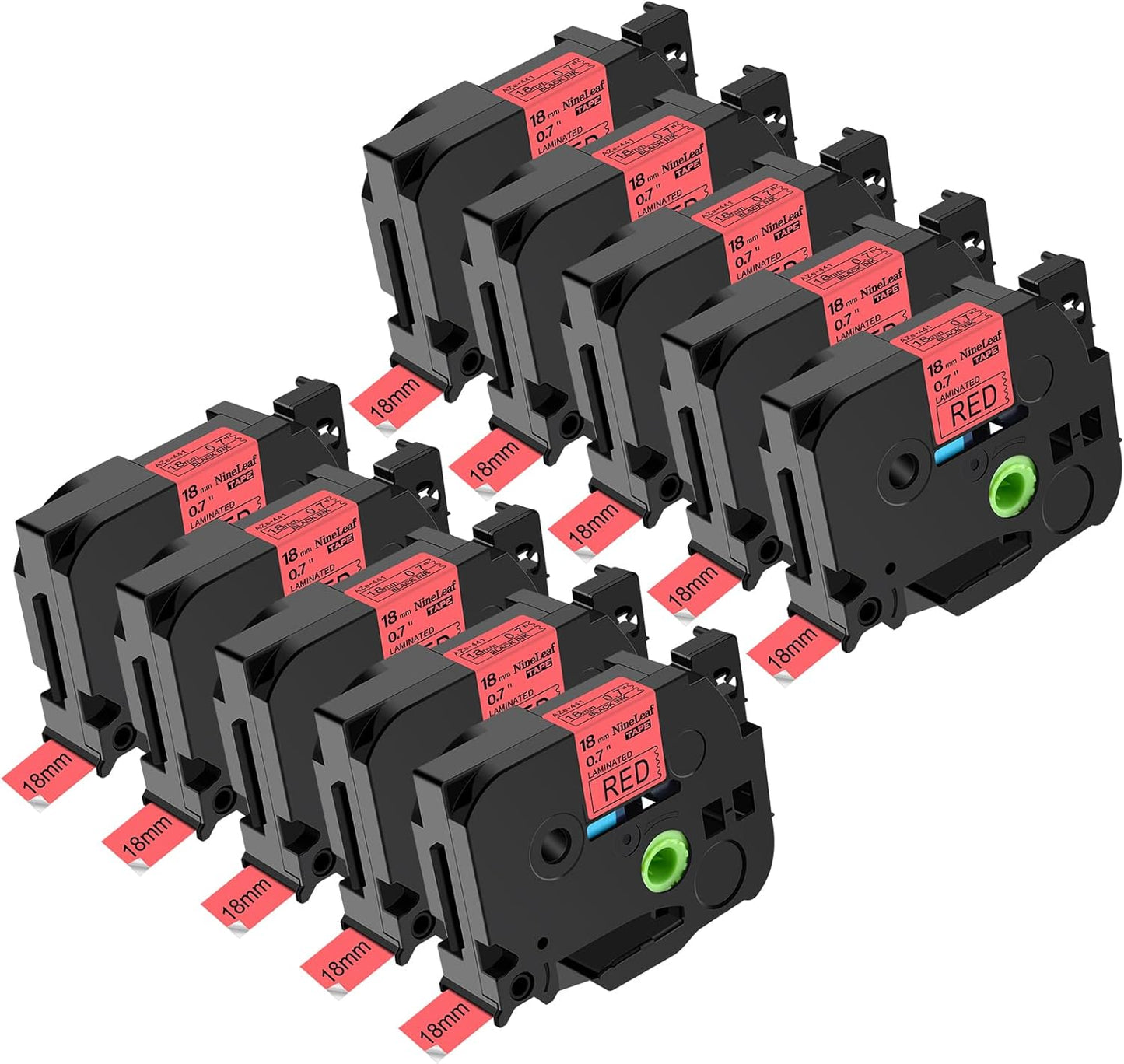 NineLeaf Black on Red Label Tape 3/4 inch for P-Touch Printers