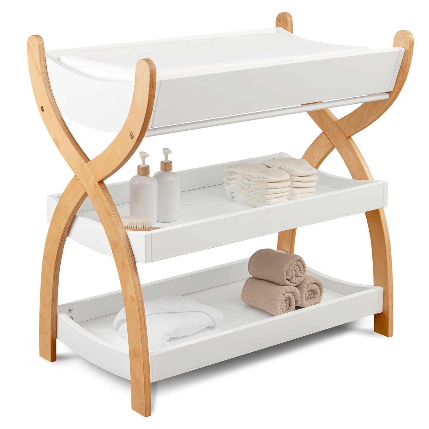 Comfy Cubs Baby Changing Table with Open Shelves for Storage