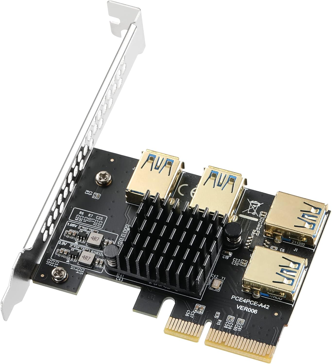 MZHOU PCI-E 4X Riser Card - High-Speed USB 3.0 Hub