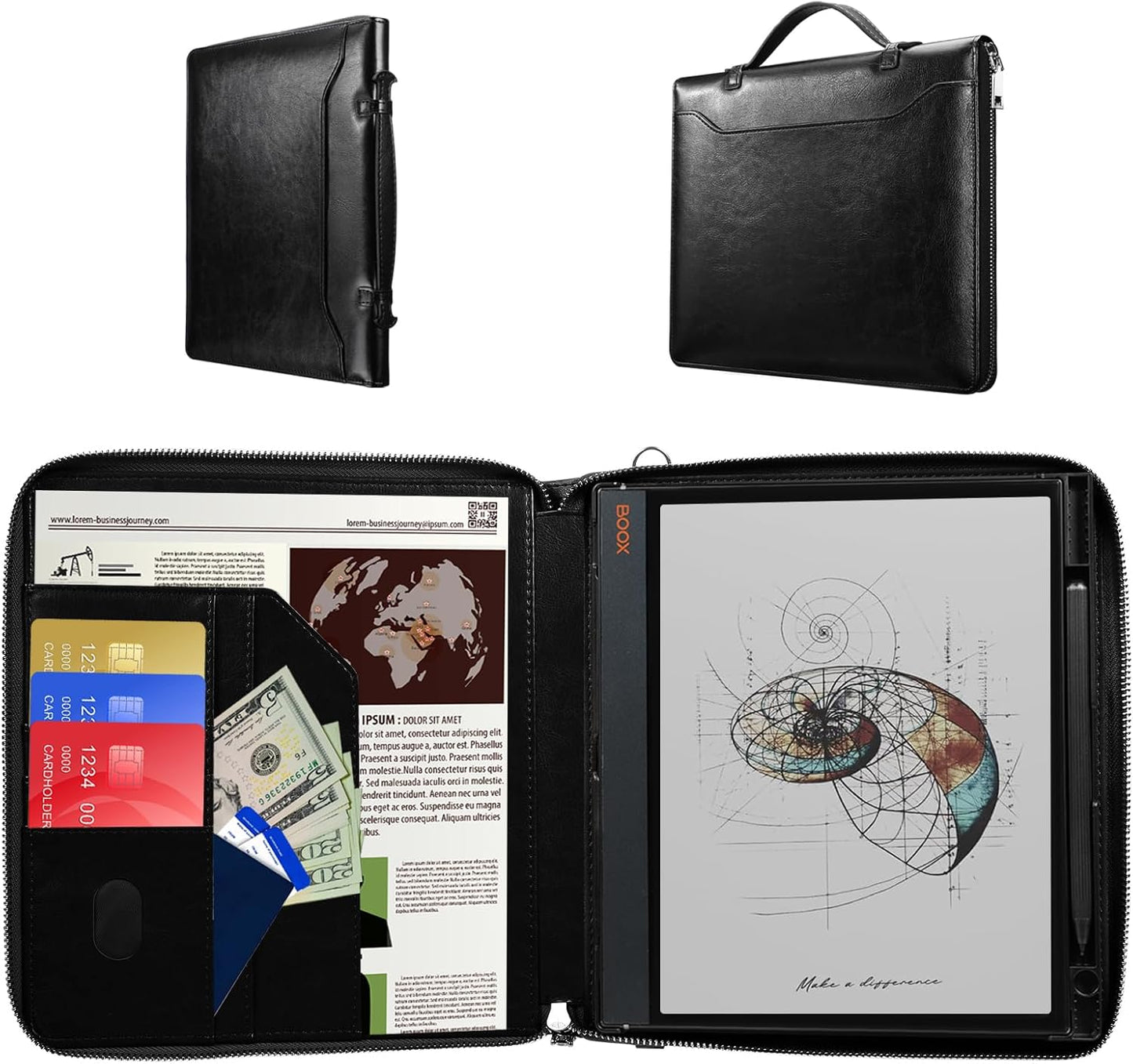 Boox Note Air4 C Case with Zipper & Pen Holder for Business Use
