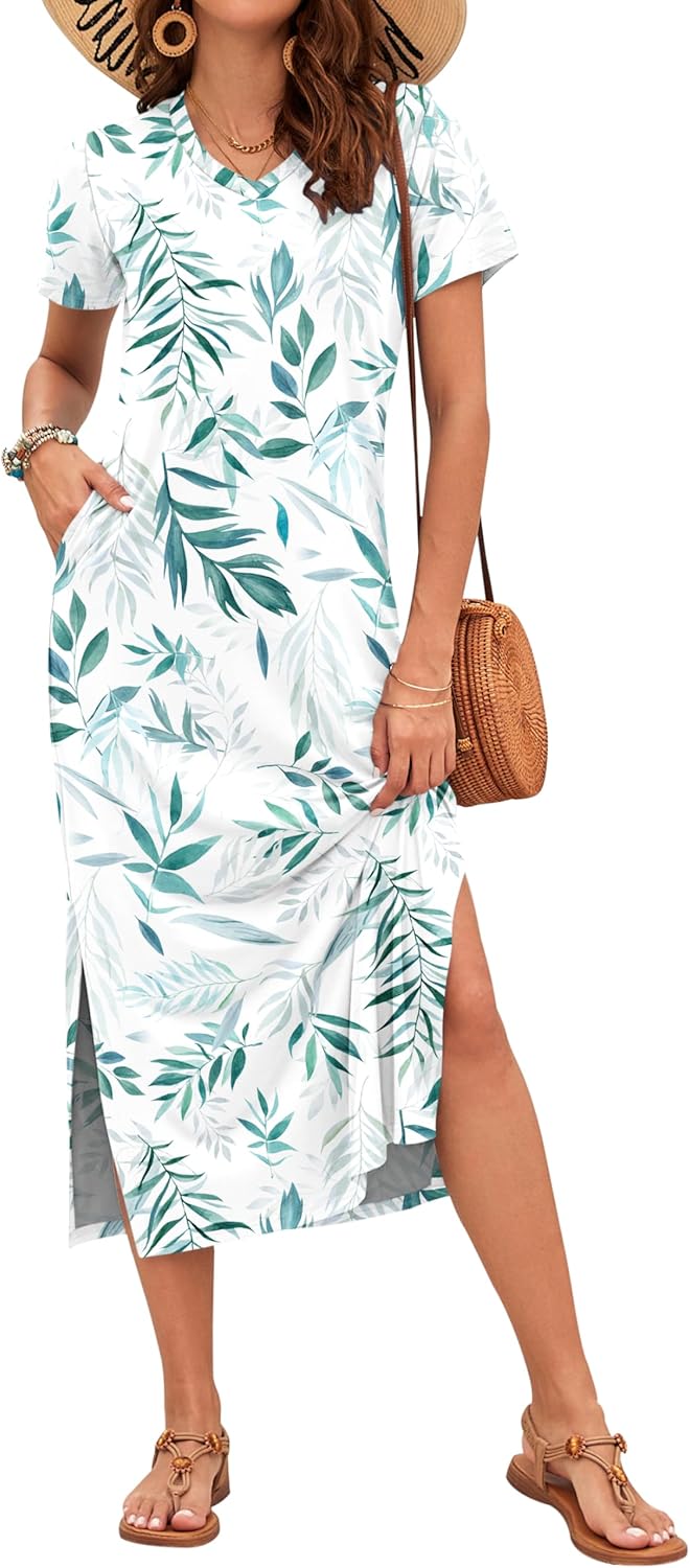 MISFAY Women Summer Midi Dresses Casual Loose Short Sleeve Dress