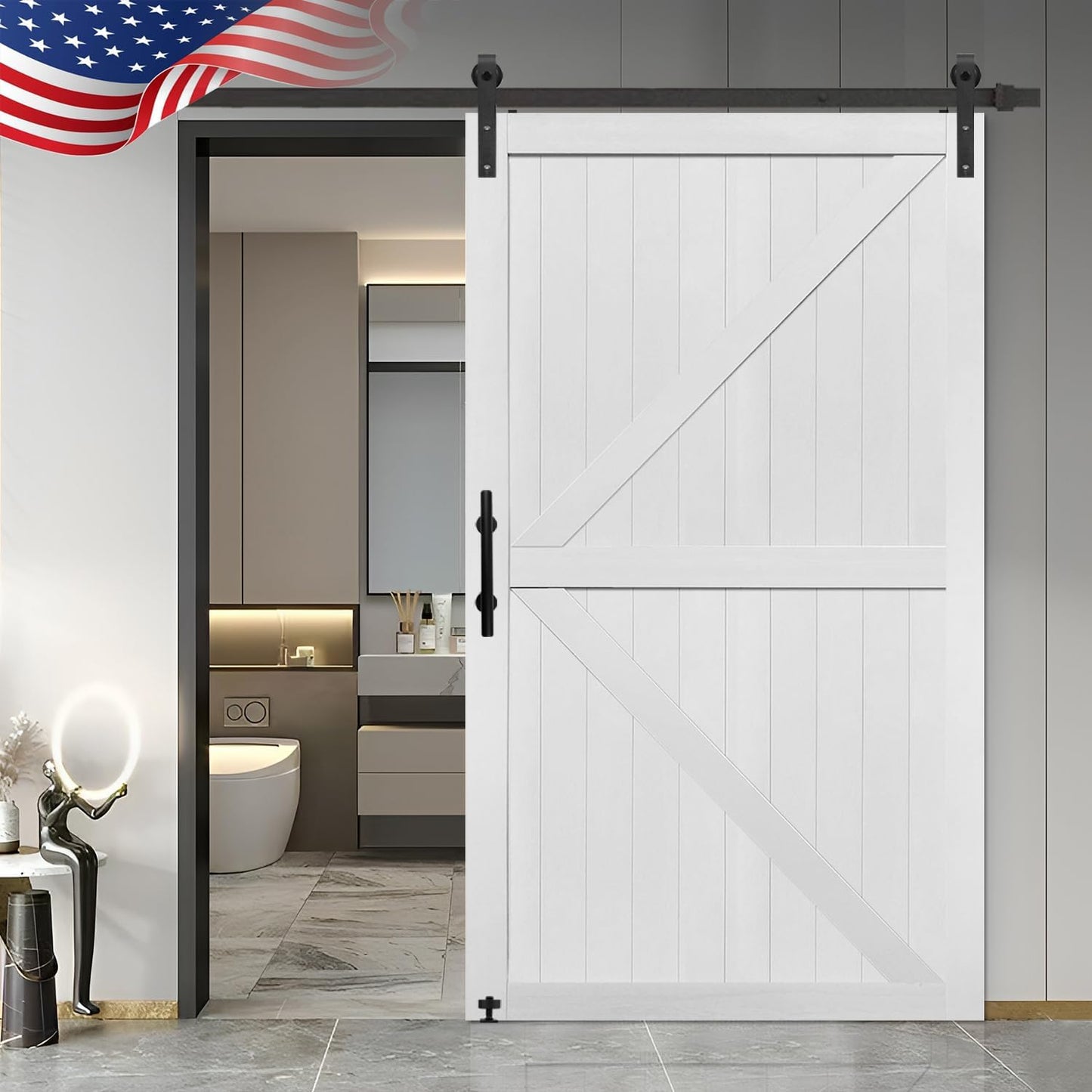 50in x 84in MDF Barn Door with 10FT Sliding Hardware Kit