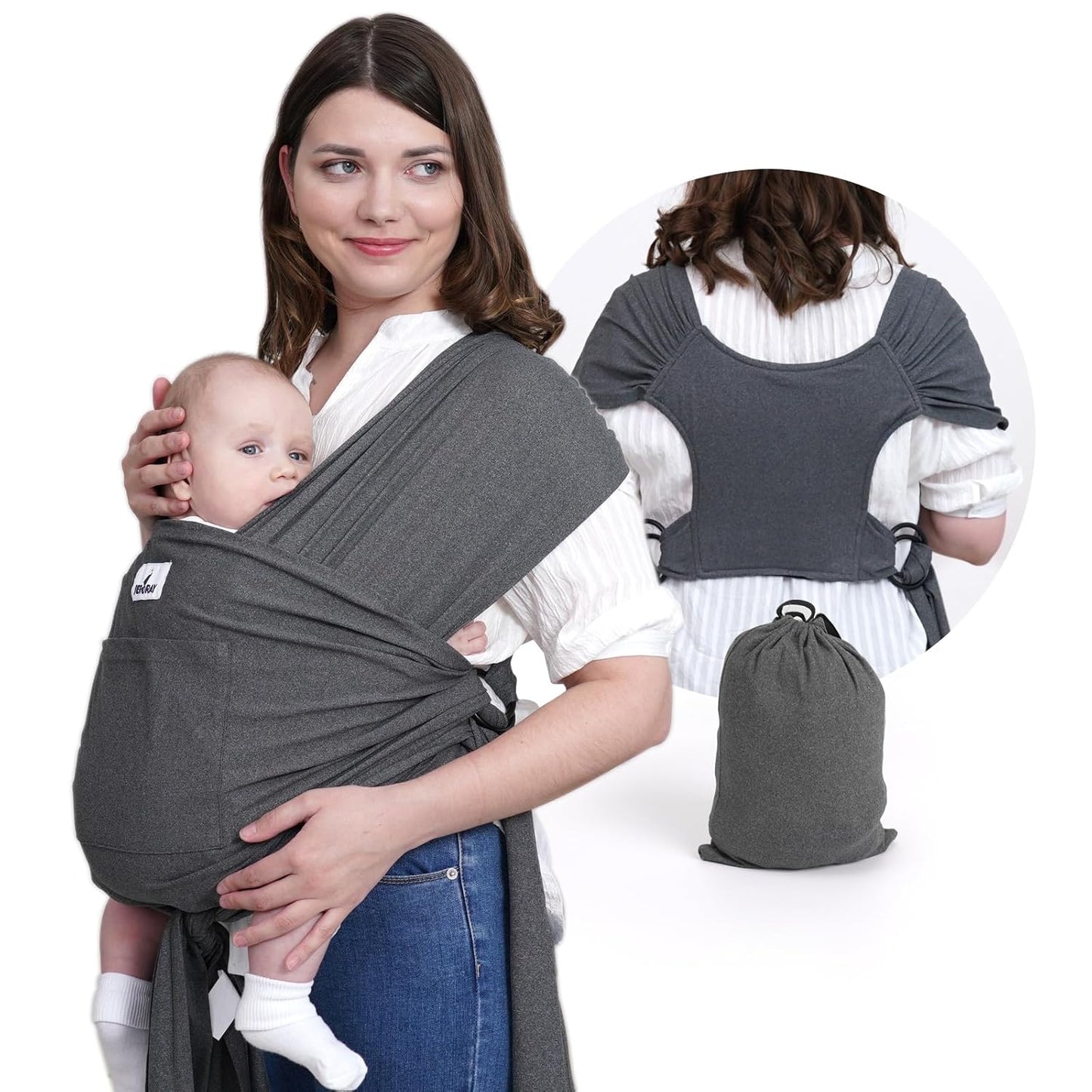 Hands-Free Baby Wrapping: Stretchy Dark Gray Sling