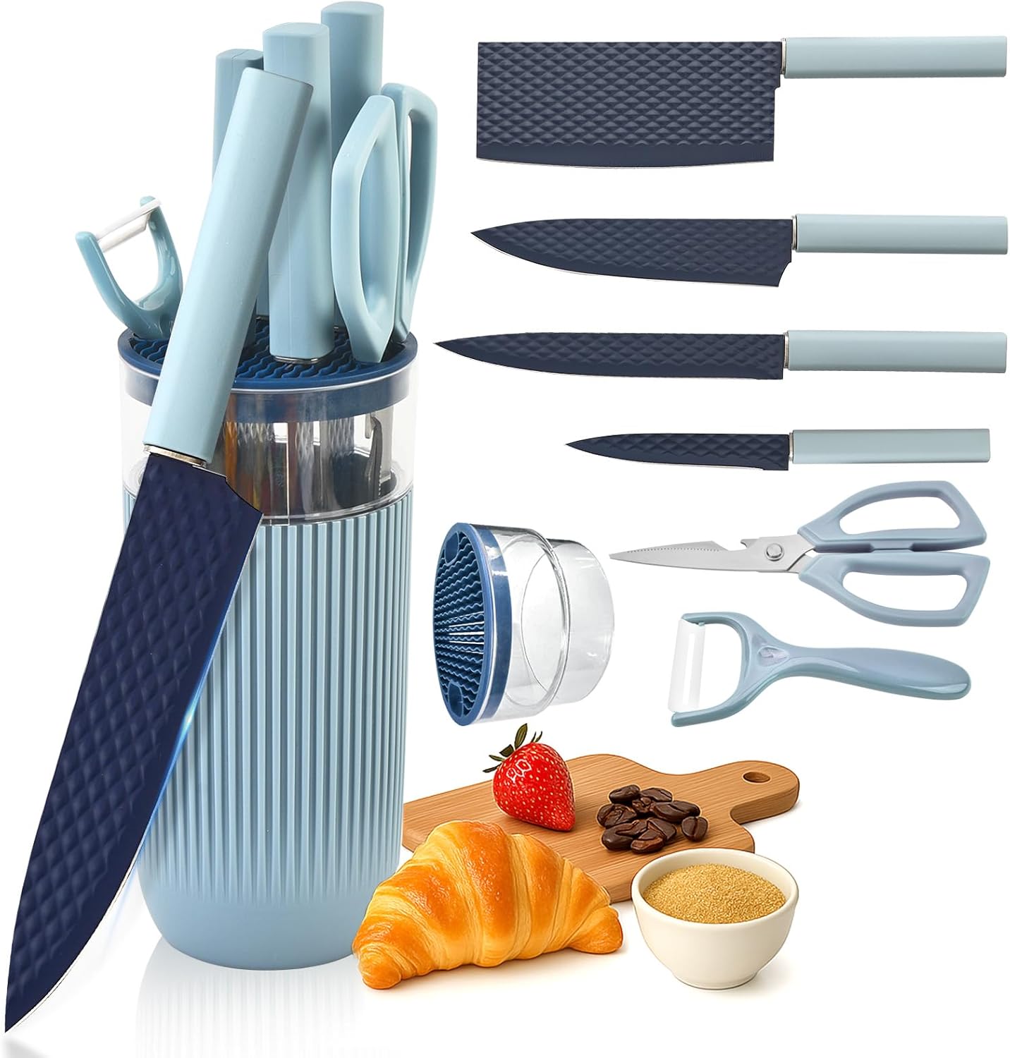 7-Piece Kitchen Knife Set with Sharp Chef and Meat Knives