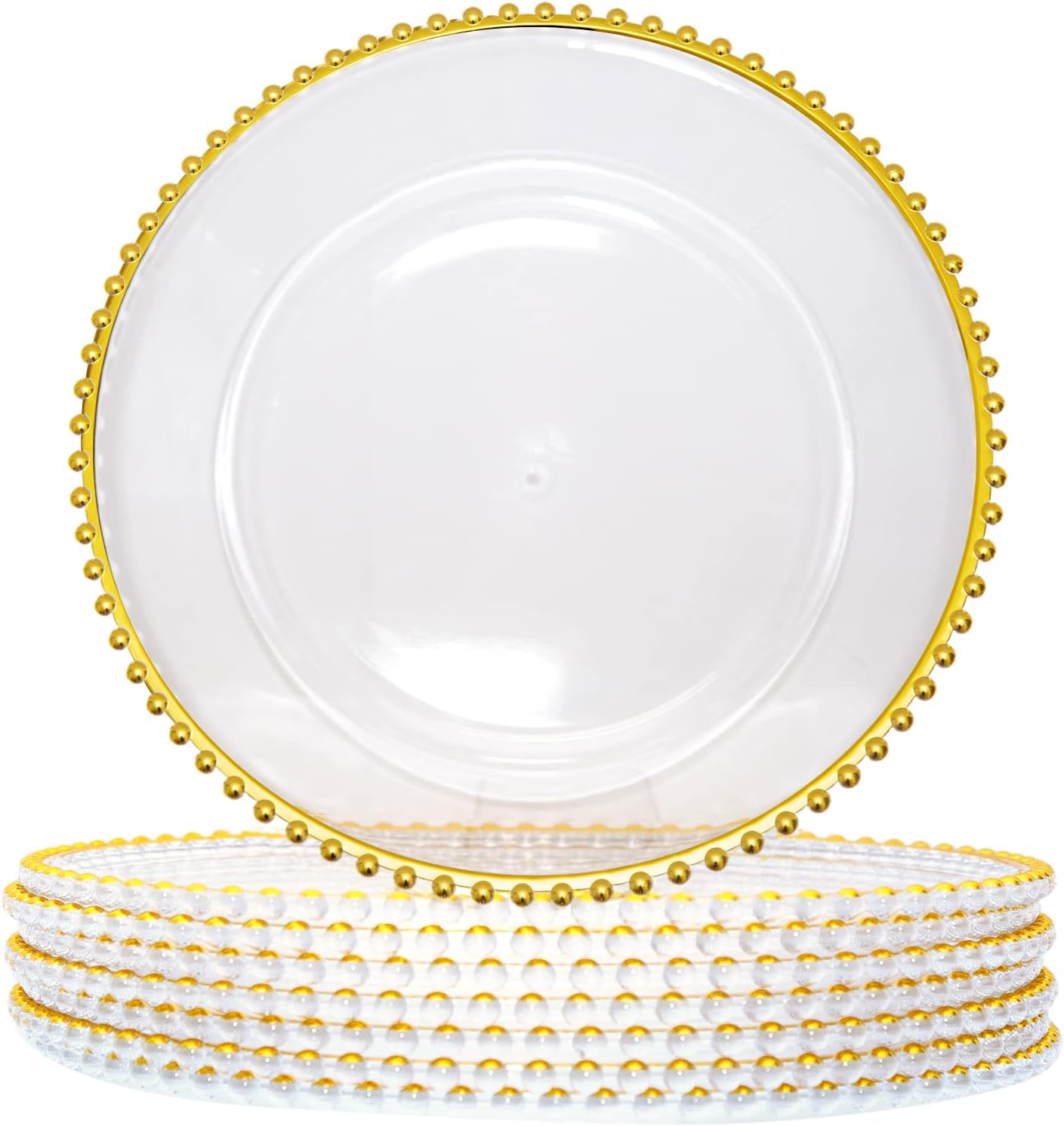 Gold Bead Charger Plates Set - Elegant Table Decor for Events