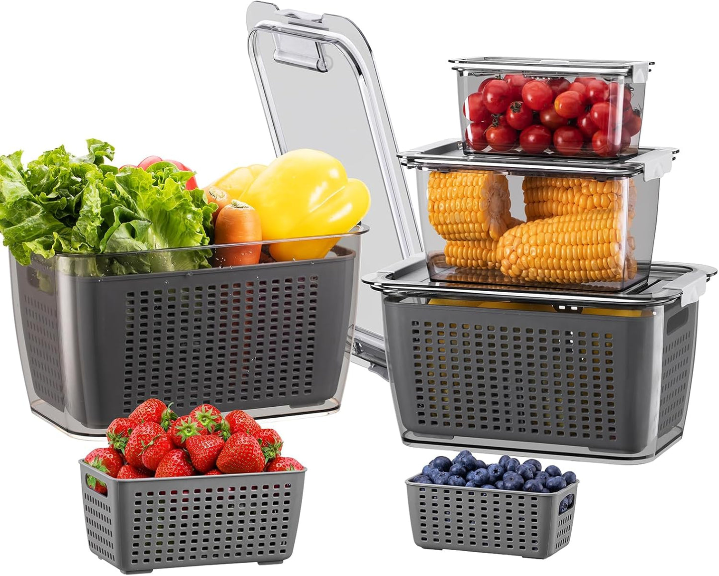 LUXEAR Fruit Containers for Fridge - Keep Produce Fresh Longer