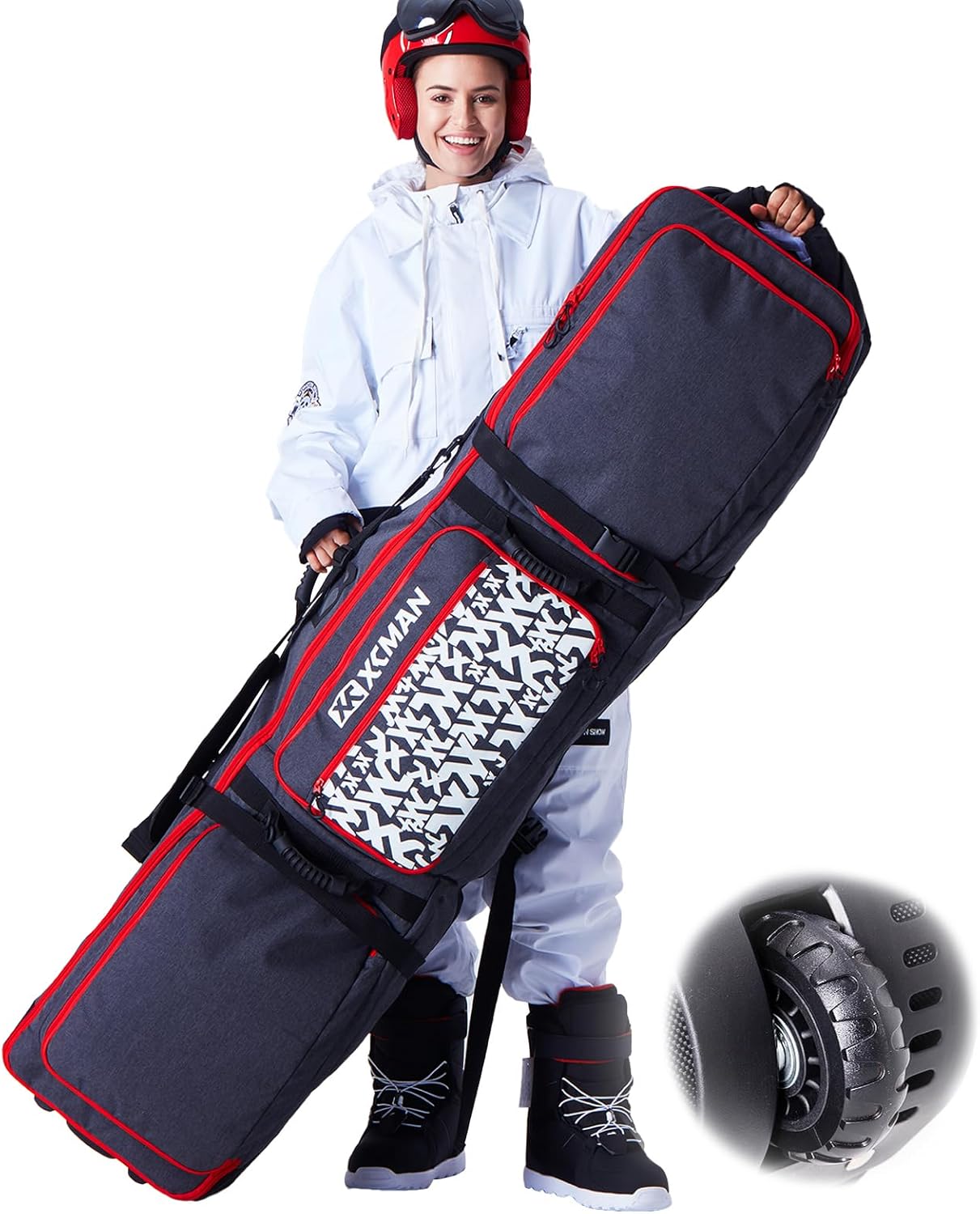 XCMAN Roller Snowboard Bag: 140L Waterproof, Adjustable Length