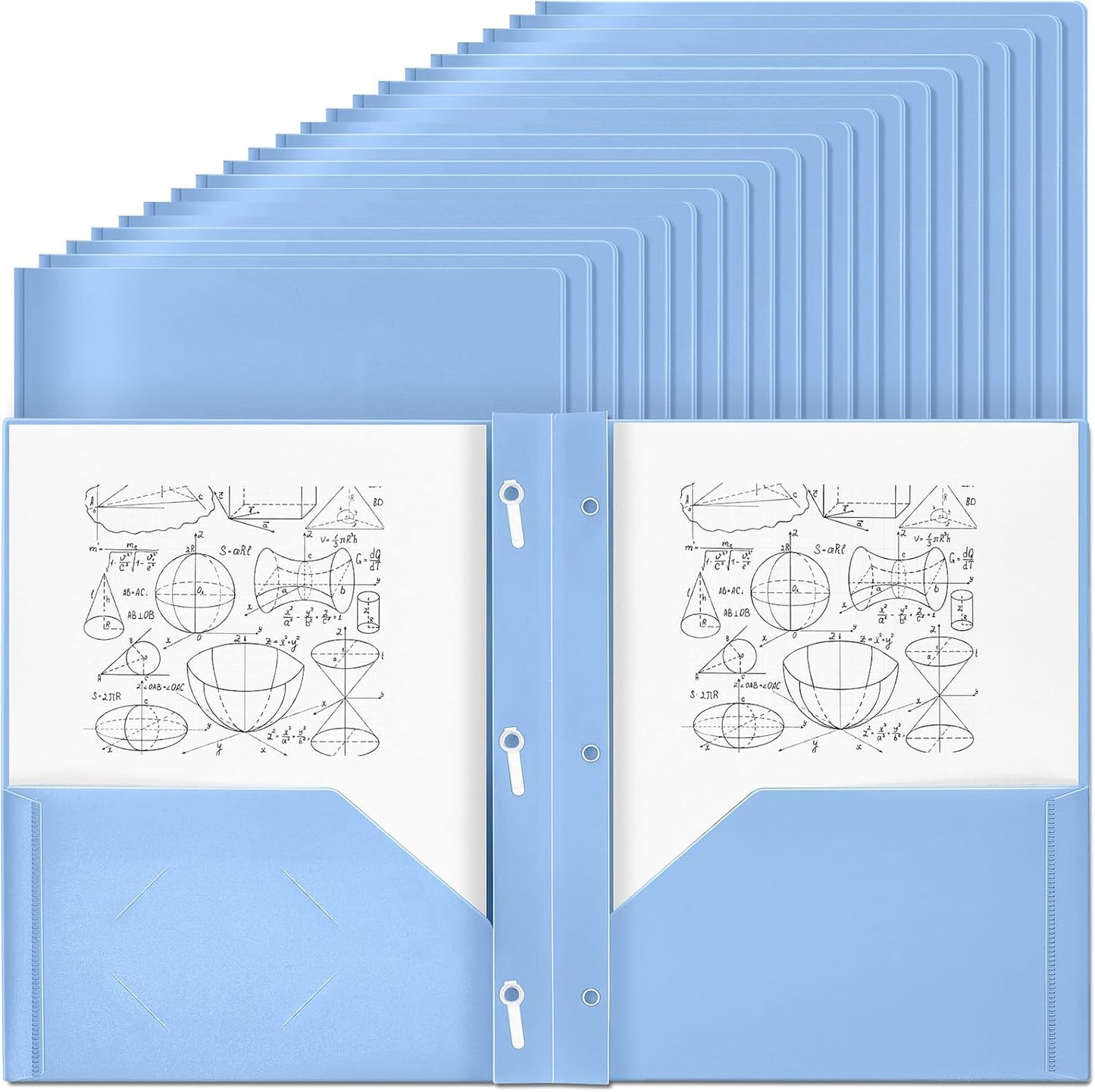 60 Pcs Plastic Folders with Pockets for Office and School Use