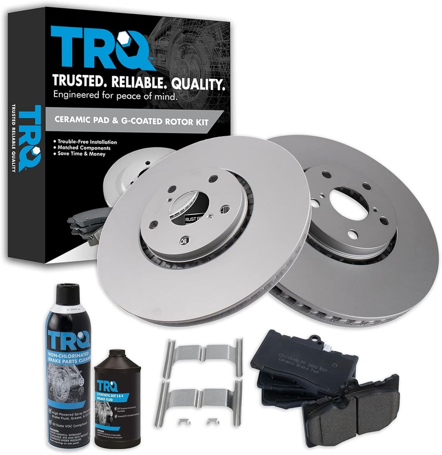TRQ Front Ceramic Brake Pad & Coated Rotor Kit for GS IS Models