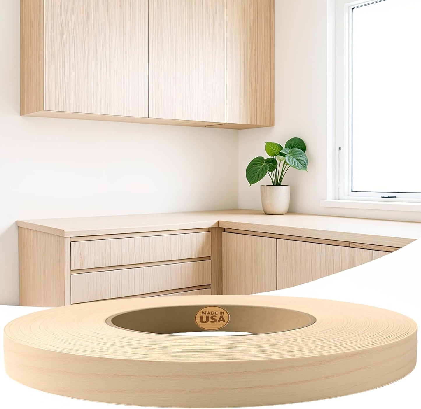 Birch 1/2 in x 250 ft Roll Pre-Glued Iron On Wood Veneer Tape