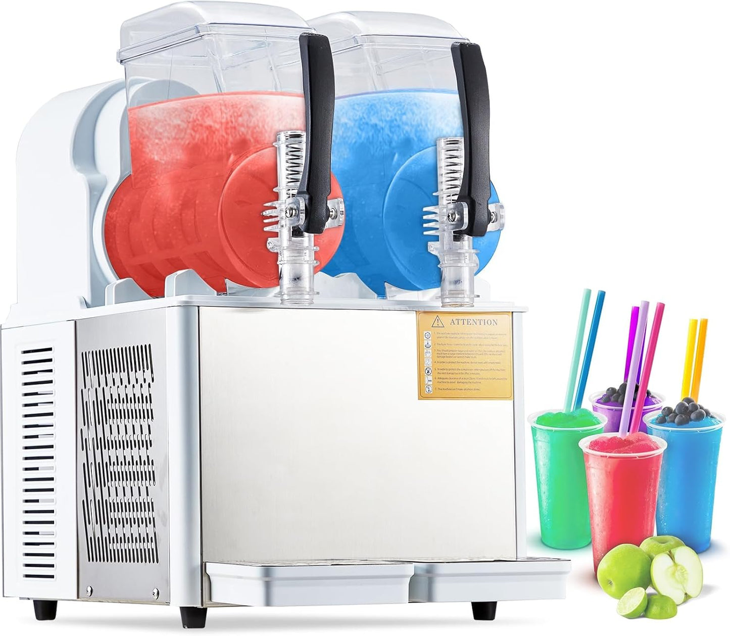 4Lx2 Dual Tank Slushie Machine - Self-Cleaning Stainless Steel