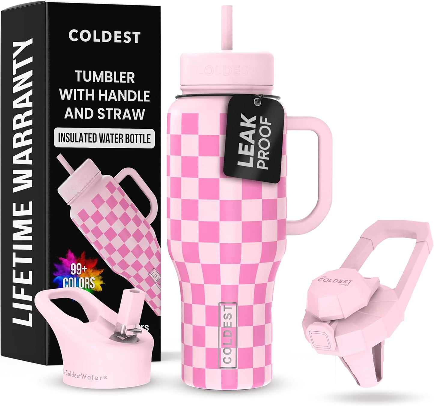Coldest Tumbler with Handle and Straw - 36 oz Insulated Cup