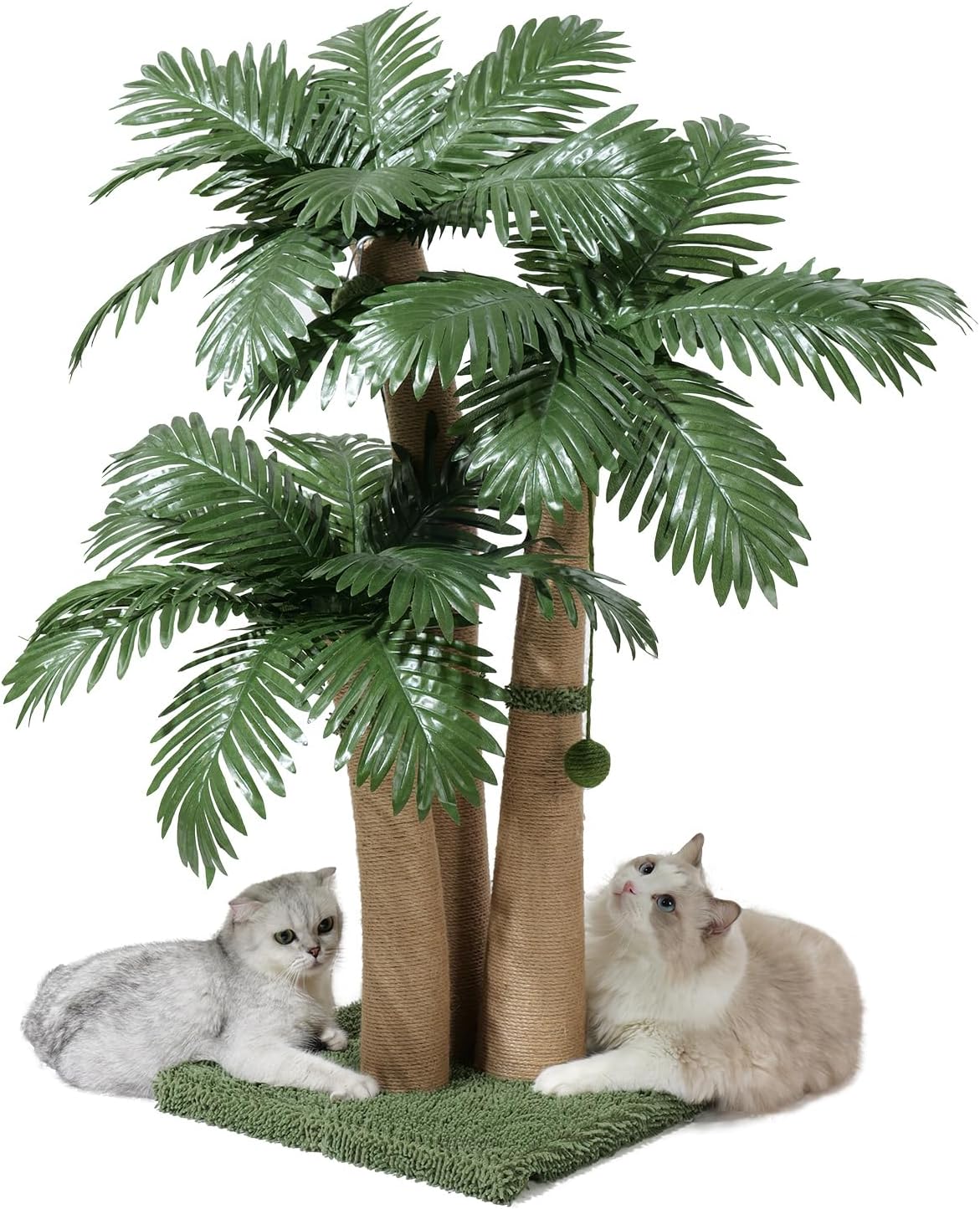 40 Tall Cat Scratching Post with Palm Tree Design and Balls