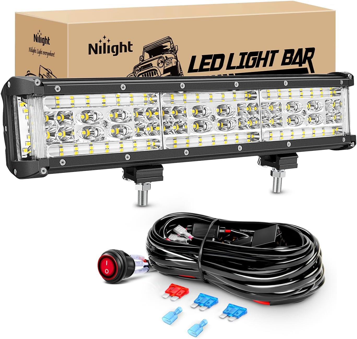 Nilight 13.5 Inch Side Shooter LED Light Bar for Trucks and SUVs