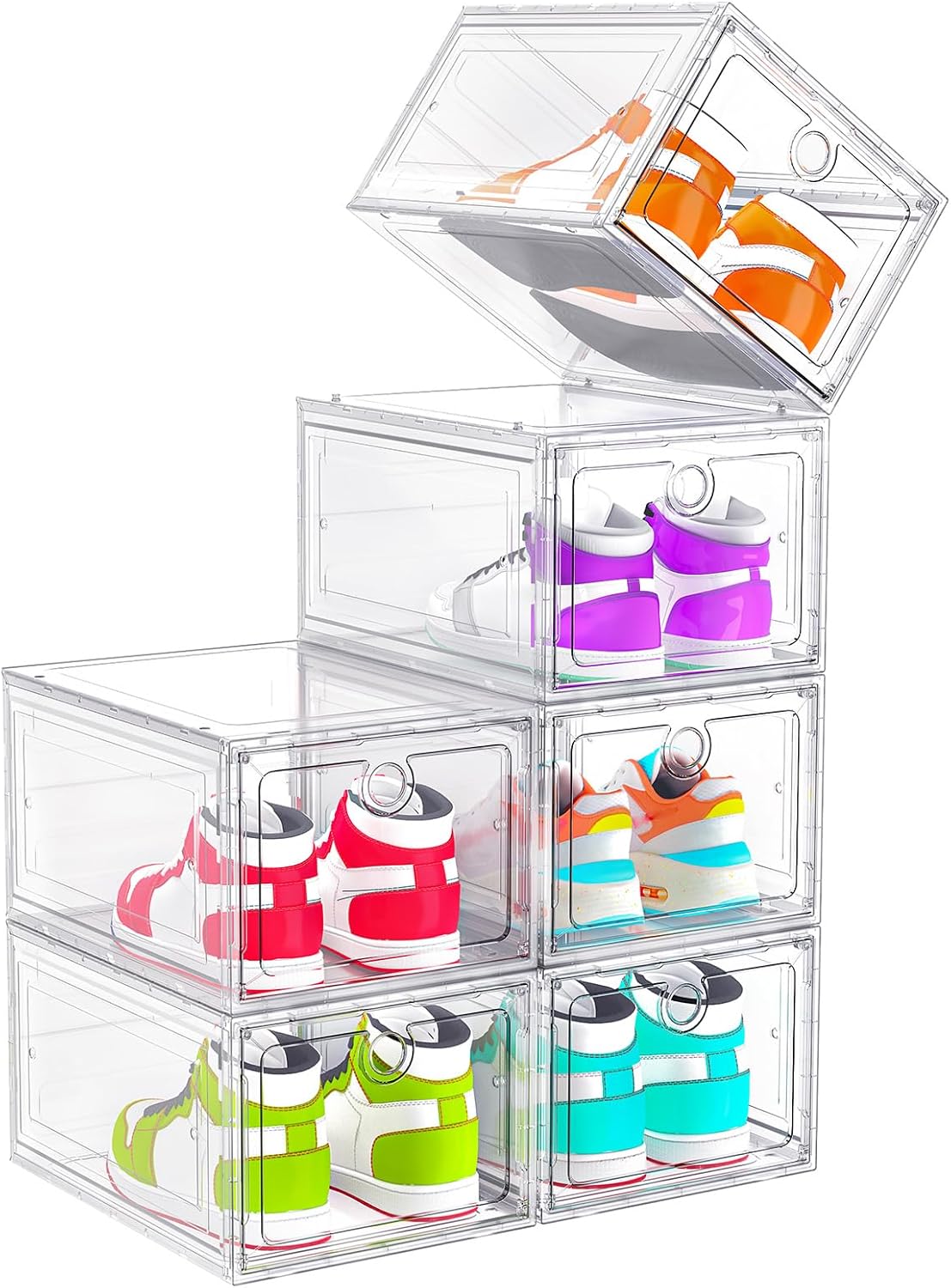 6 Pack Upgrade Harder Shoe Organizer with Magnetic Front Door