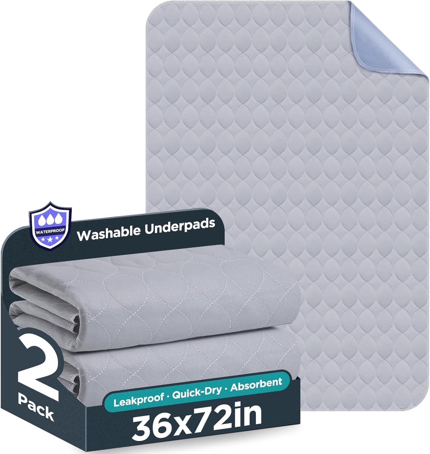 Washable Bed Pads 36 in x 72 in - Waterproof Reusable Underpads
