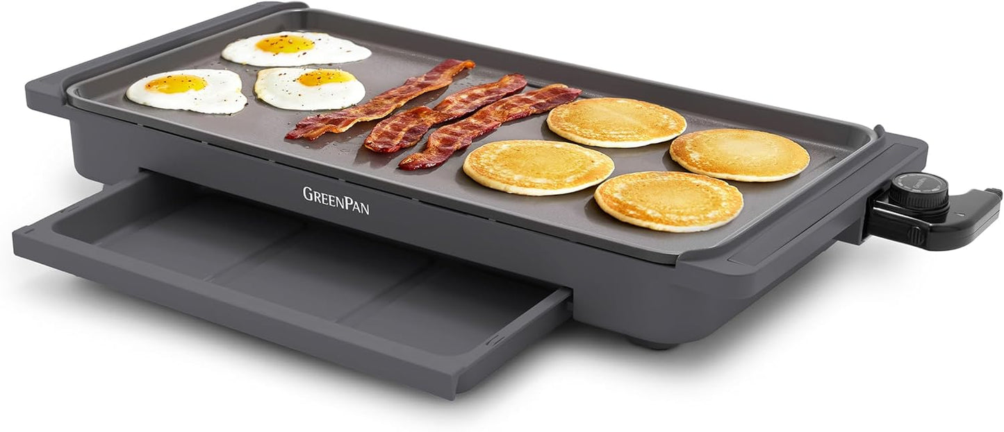 10.5in x 20in Electric Griddle with Warming Drawer for Easy Meals