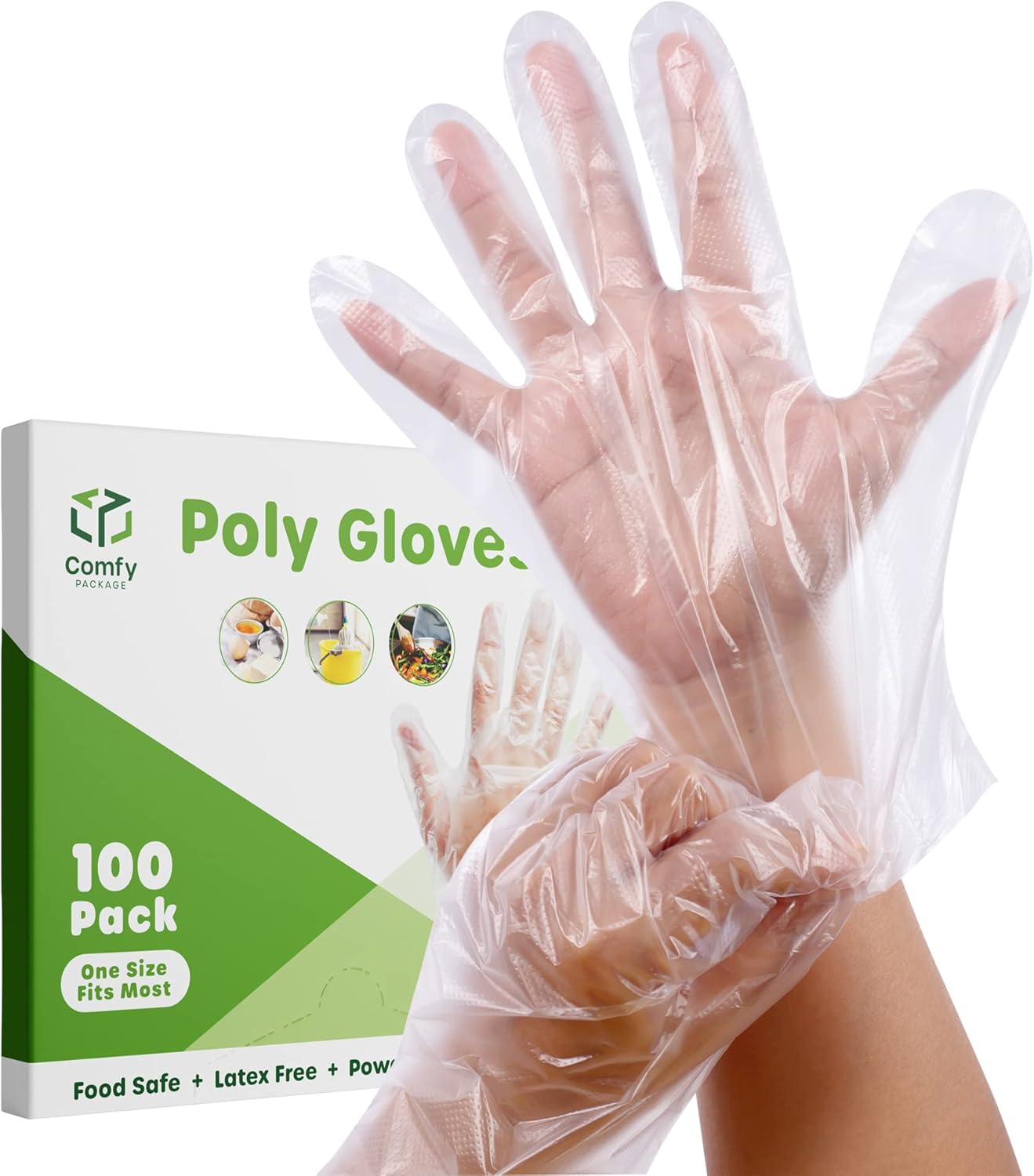 100 Disposable Poly Gloves | Latex & Powder Free