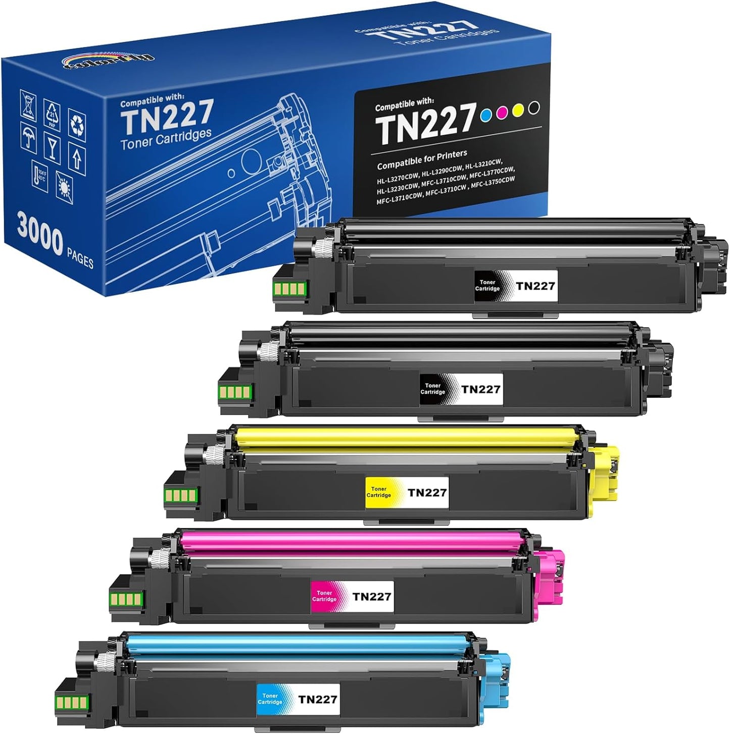Compatible TN227 High Yield Toner Cartridges for Reliable Printing