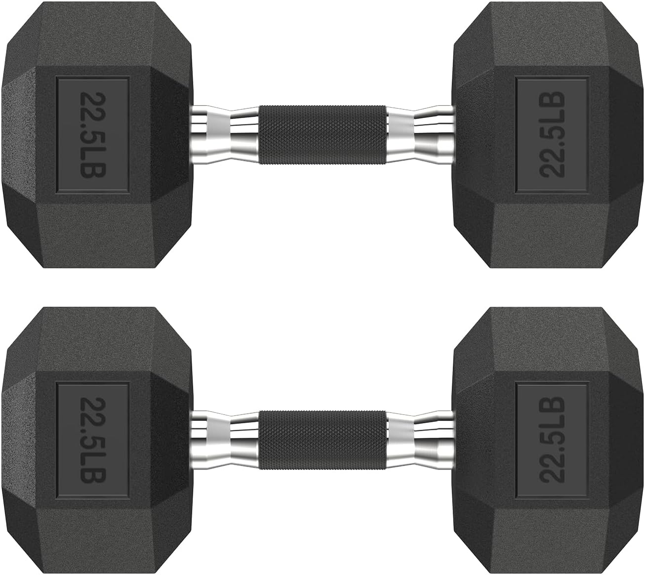 Hex Dumbbell Set for Strength Training - Durable Rubber Weights