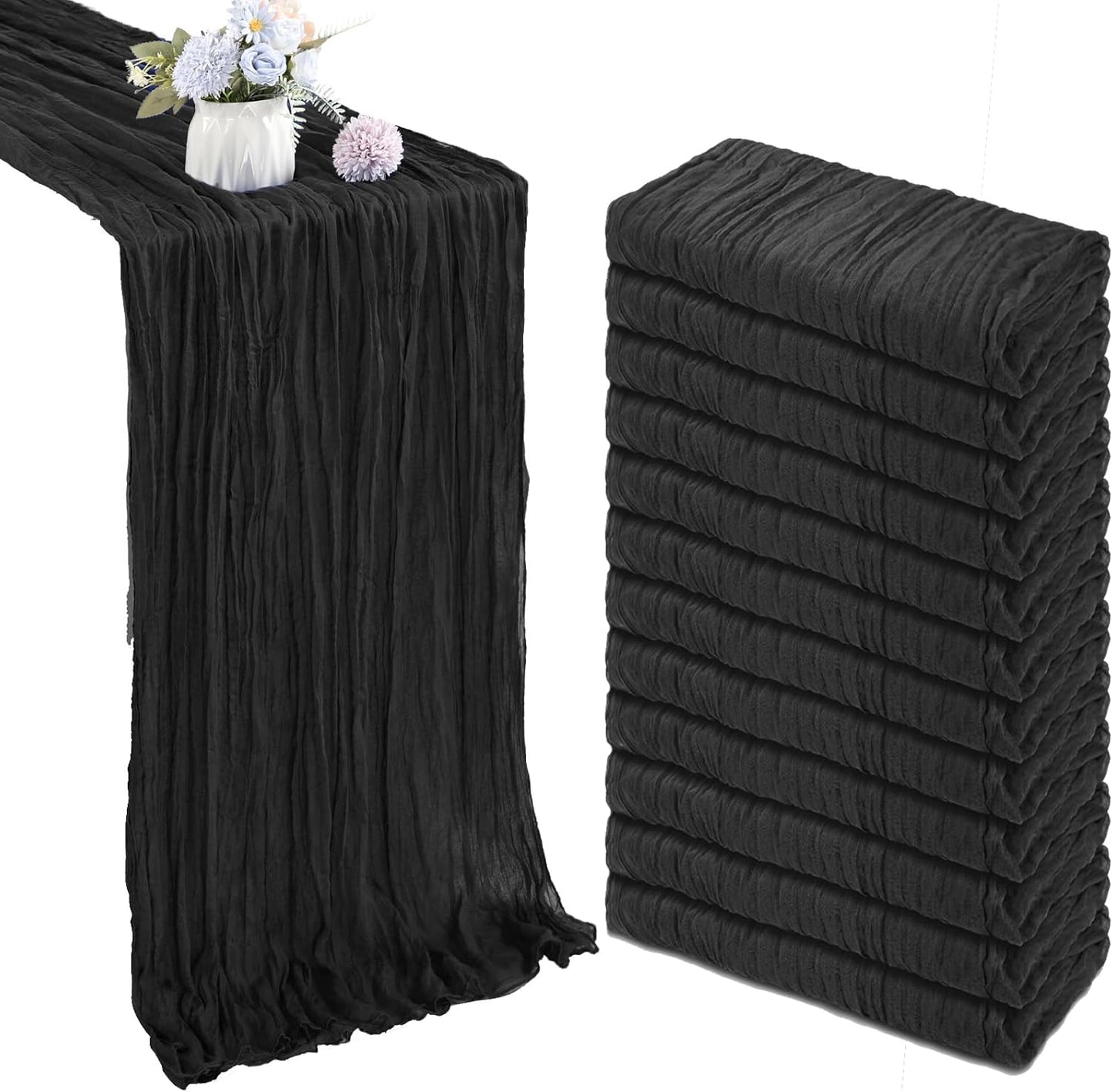 10FT Black Halloween Table Runner Cheesecloth for Events
