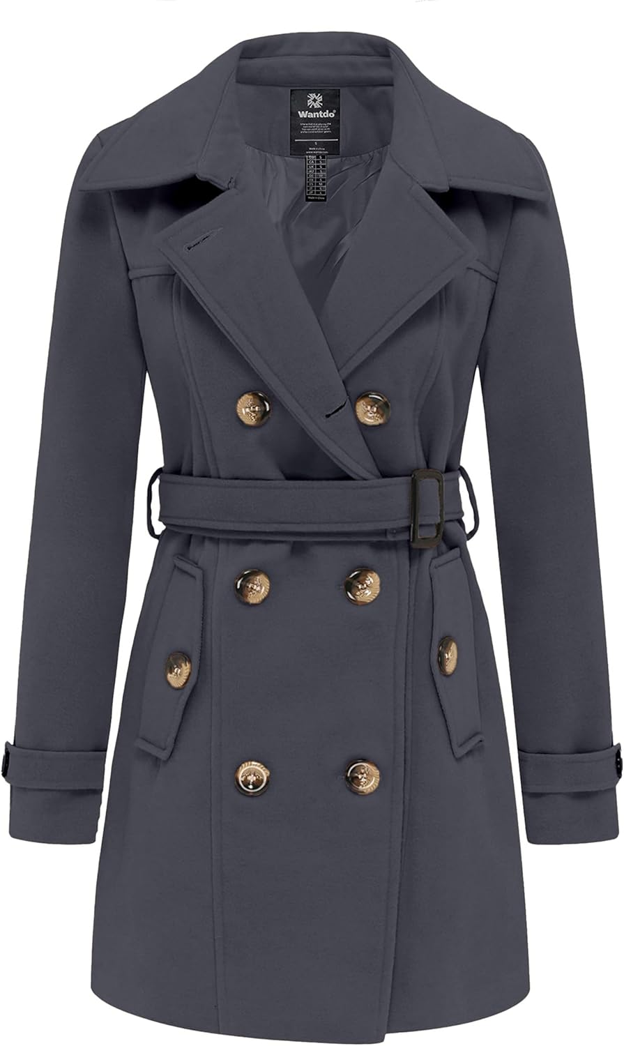 Wantdo Women's Double Breasted Pea Coat for Winter Style
