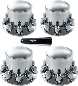 TORQUE 4 Pack Rear Axle Wheel Covers for Semi Trucks - Chrome