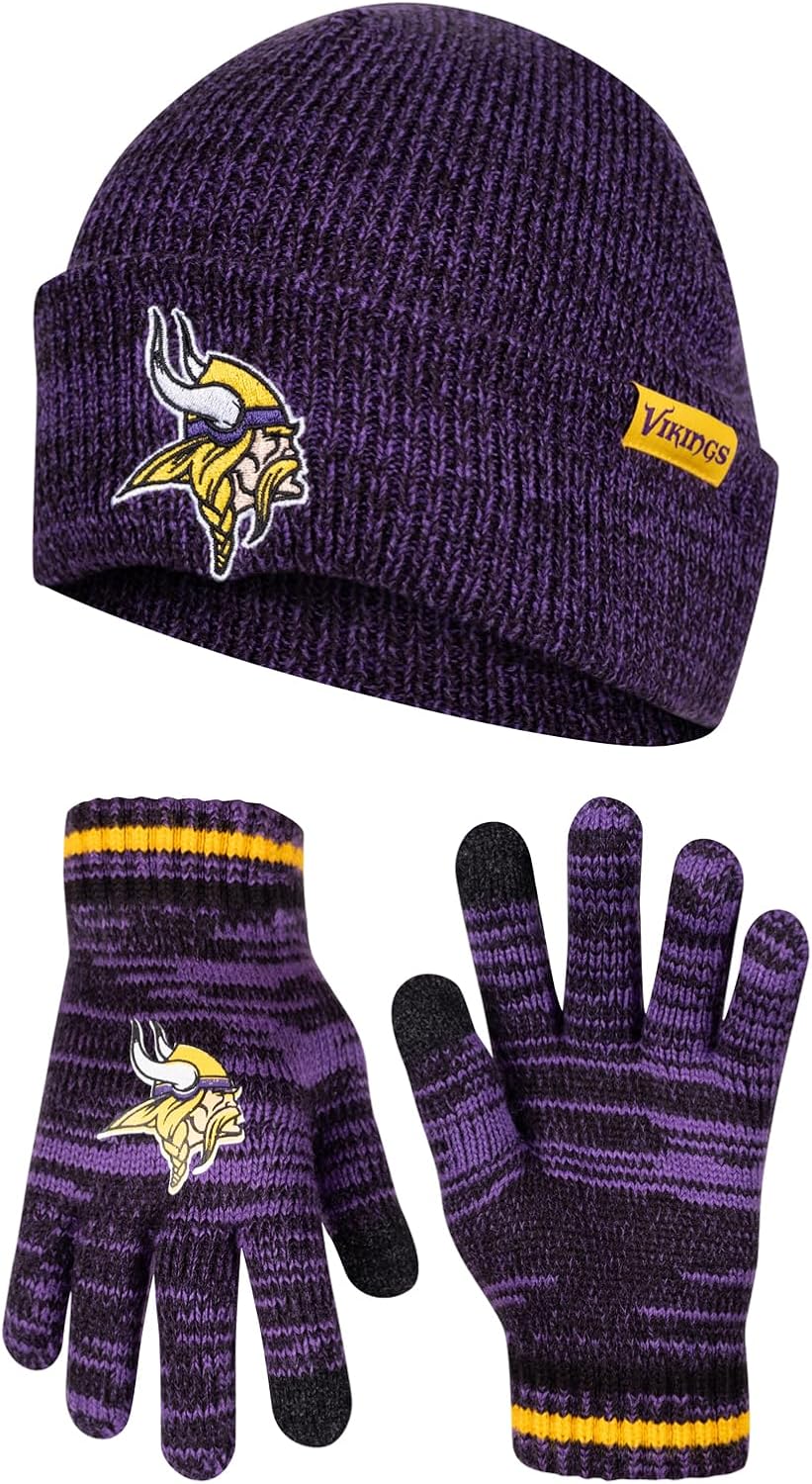 Ultra Game Youth NFL Official Super Soft Knit Beanie and Gloves