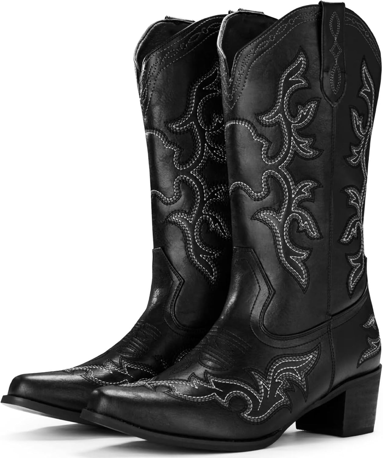 IUV Cowboy Boots For Women Classic Embroidered Western Style