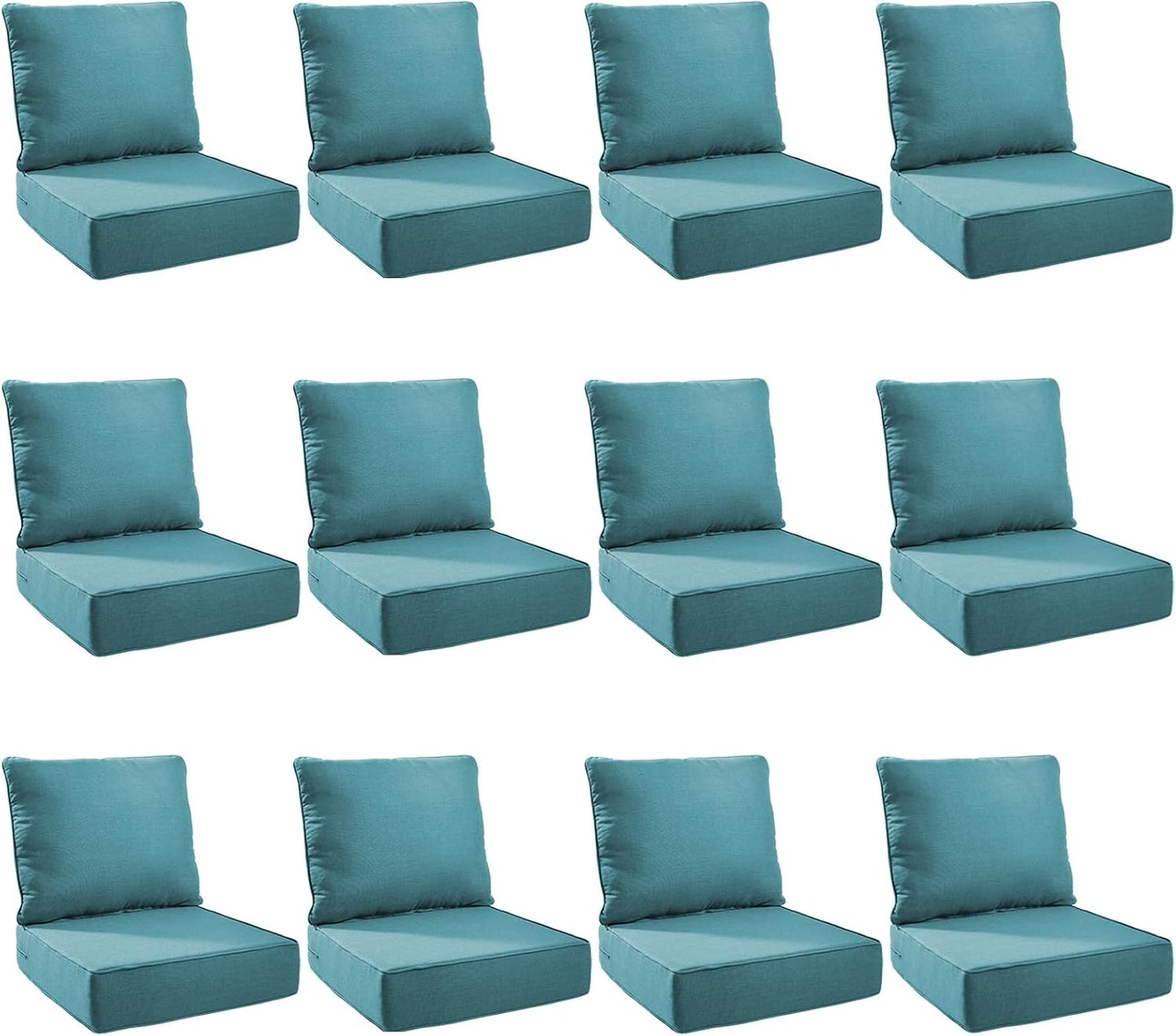 Outdoor Cushion Set for Patio Furniture - 12-Pack in Peacock Green