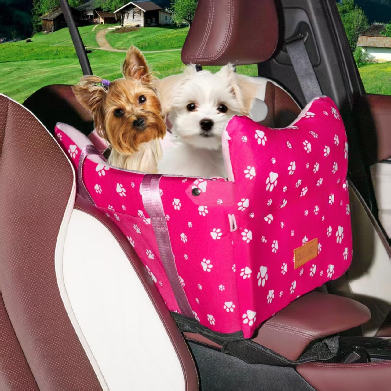 Console Dog Car Seat with Safety Leash for Small & Medium Dogs