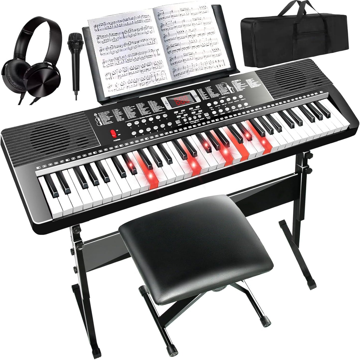 Light-Up 61-Key Piano Set w/ Stand & Bench