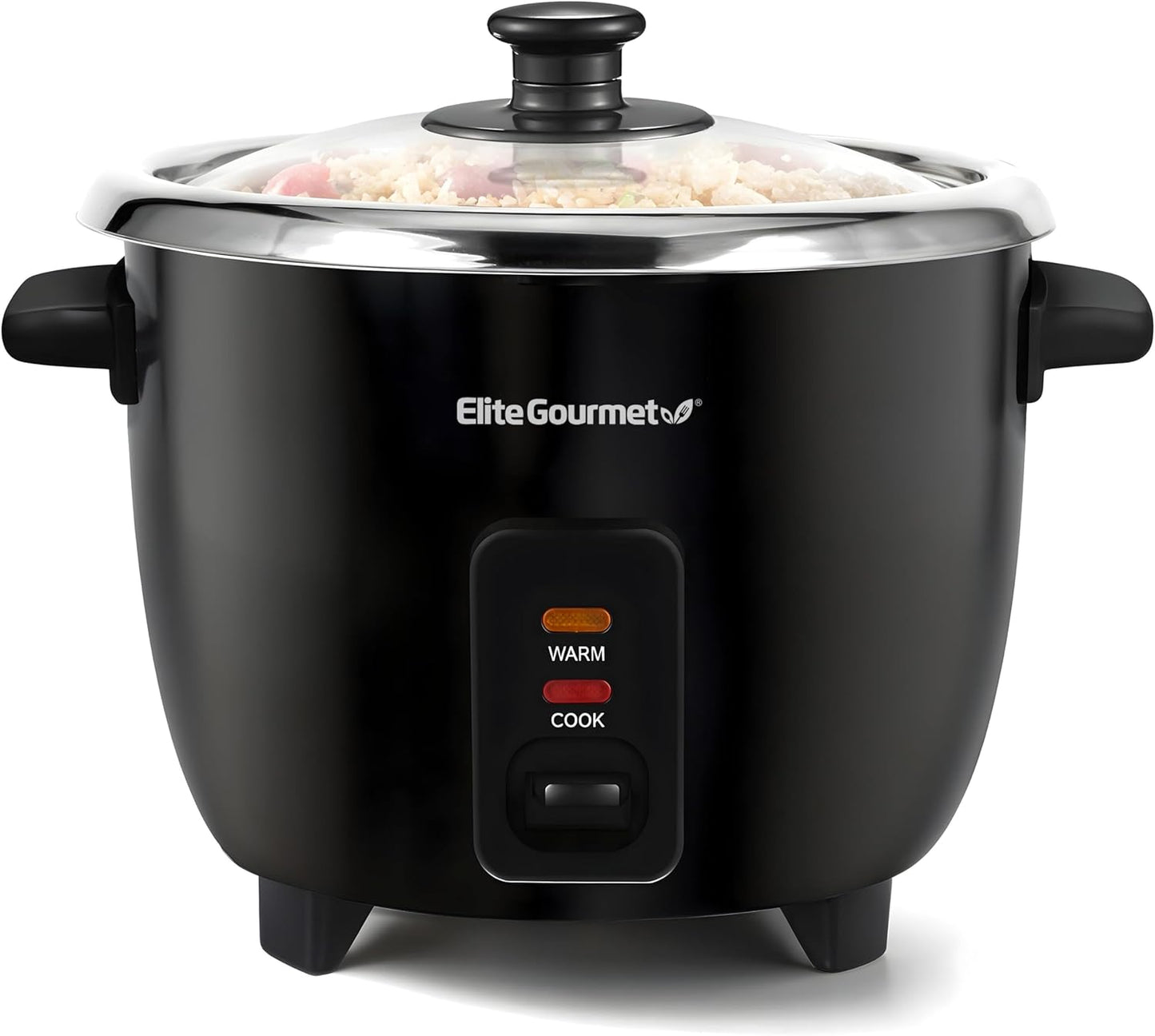 Elite Gourmet 6-Cup Electric Stainless Steel Rice Cooker - Perfect for Soups, Stews & Grains