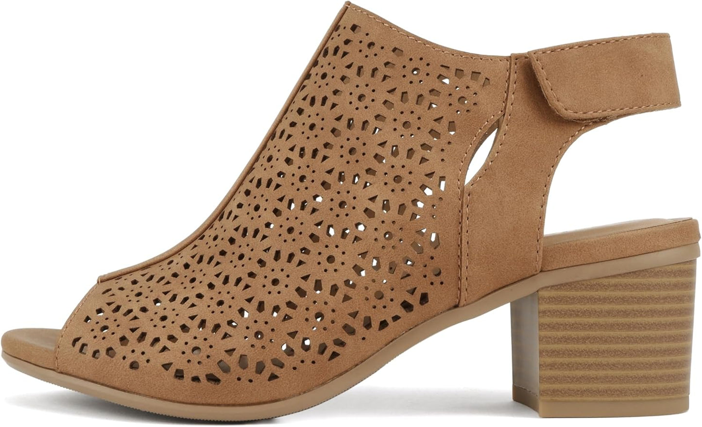 CITYCLASSIFIED Elect Womens Peep Toe Laser Cut Ankle Bootie