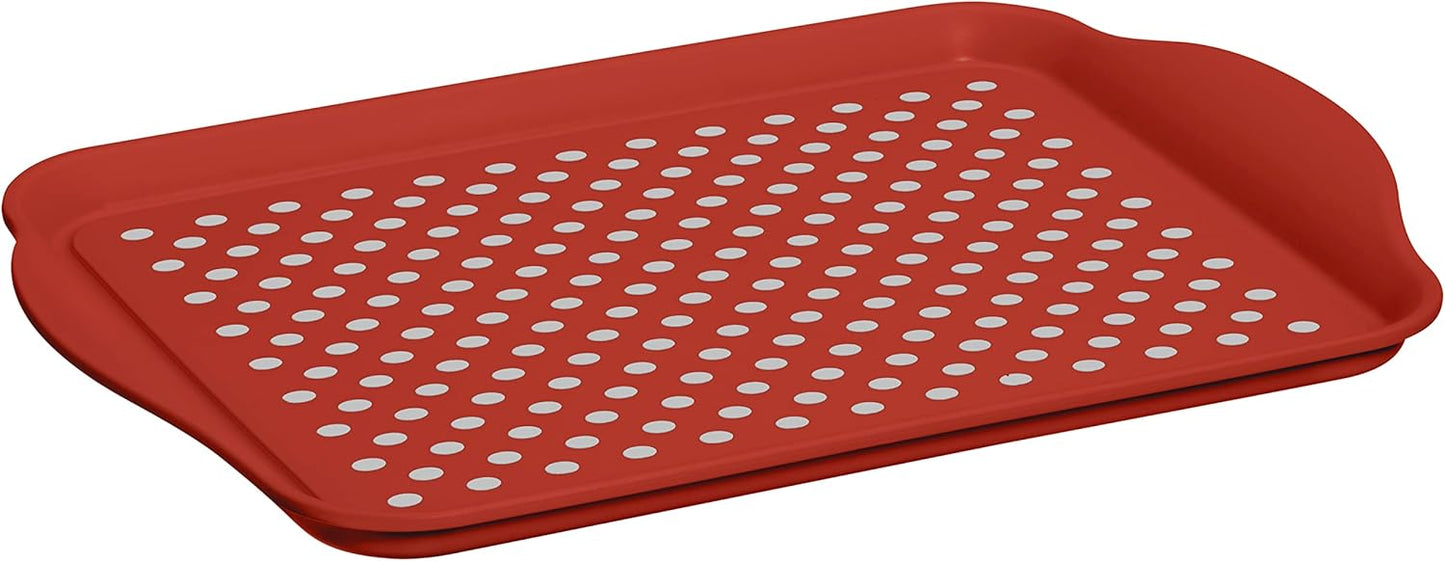 Red Anti-Slip Serving Tray - Versatile & Stylish - 17.5x11.5''